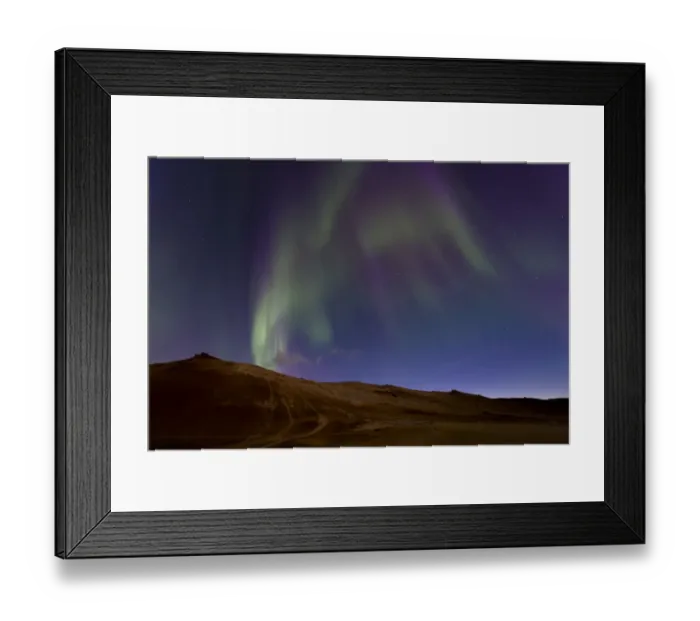 Framed Print : Strong northern lights, Hverarond high temperature or geothermal area, Namafjall mountains, Myvatn area, Northeastern Region, Iceland Framed Print : Strong northern lights, Hverarond high temperature or geothermal area, Namafjall mountains, Myvatn area, Northeastern Region, Iceland