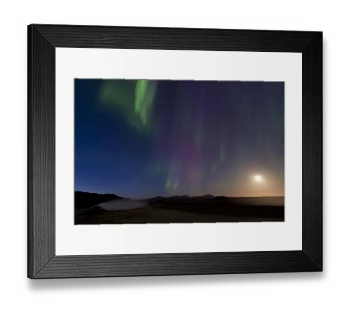 Framed Print : Northern lights, full moon, solfatara, fumaroles, sulphur and other minerals, steam, Hverarond high temperature or geothermal area, Namafjall mountains, Myvatn area, Northeastern Region, Iceland Framed Print : Northern lights, full moon, solfatara, fumaroles, sulphur and other minerals, steam, Hverarond high temperature or geothermal area, Namafjall mountains, Myvatn area, Northeastern Region, Iceland