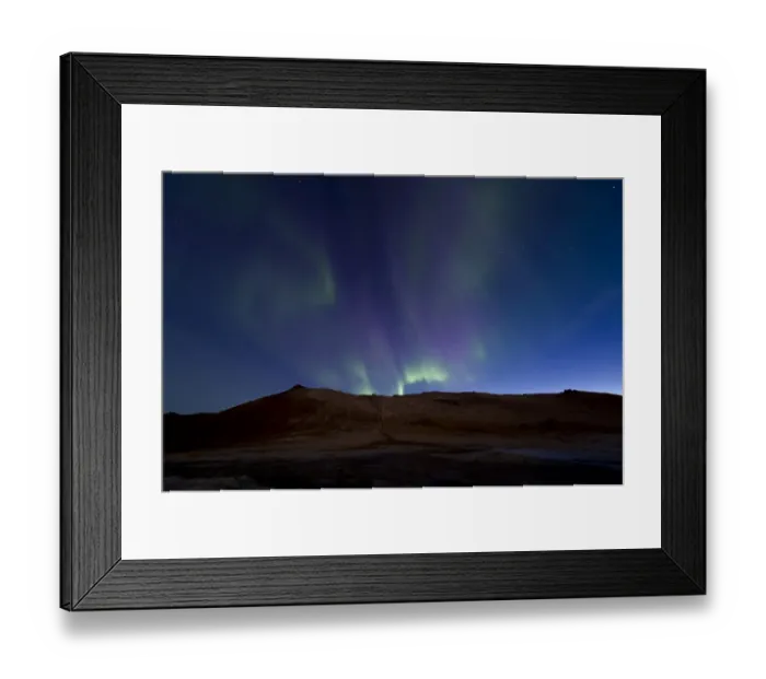Framed Print : Northern lights, sulphur and other minerals, steam, Hverarond high temperature or geothermal area, Namafjall mountains, Myvatn area, Northeastern Region, Iceland Framed Print : Northern lights, sulphur and other minerals, steam, Hverarond high temperature or geothermal area, Namafjall mountains, Myvatn area, Northeastern Region, Iceland