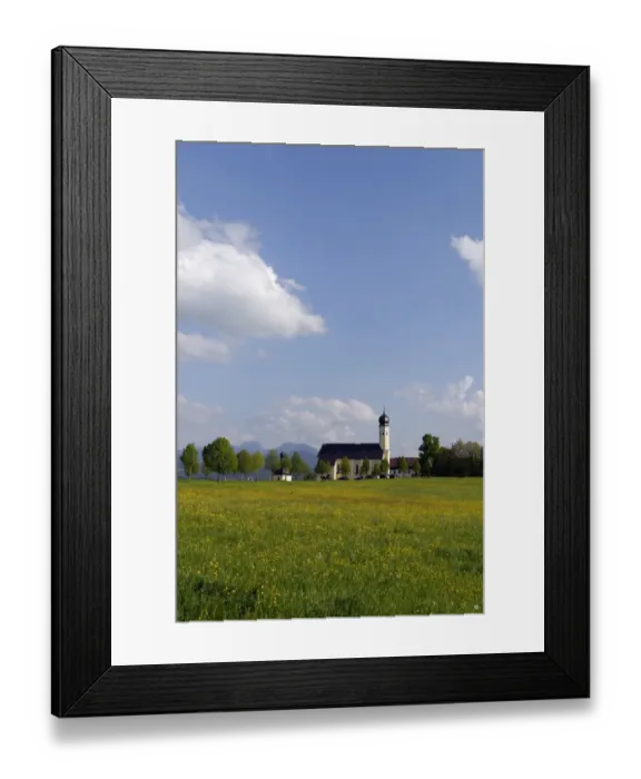 Framed Print : Church of St. Marinus and Anianus, Wilparting near Irschenberg, Mt Wendelstein at the back, Upper Bavaria, Bavaria, Germany Framed Print : Church of St. Marinus and Anianus, Wilparting near Irschenberg, Mt Wendelstein at the back, Upper Bavaria, Bavaria, Germany
