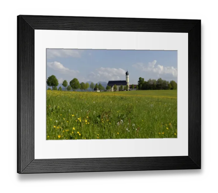 Framed Print : Church of St. Marinus and Anianus, Wilparting near Irschenberg, Mt Wendelstein at the back, Upper Bavaria, Bavaria, Germany Framed Print : Church of St. Marinus and Anianus, Wilparting near Irschenberg, Mt Wendelstein at the back, Upper Bavaria, Bavaria, Germany