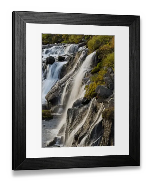 Framed Print : Hraunfossar, waterfalls of the Hvita river in autumn, near Husafell and Reykholt, Iceland Framed Print : Hraunfossar, waterfalls of the Hvita river in autumn, near Husafell and Reykholt, Iceland