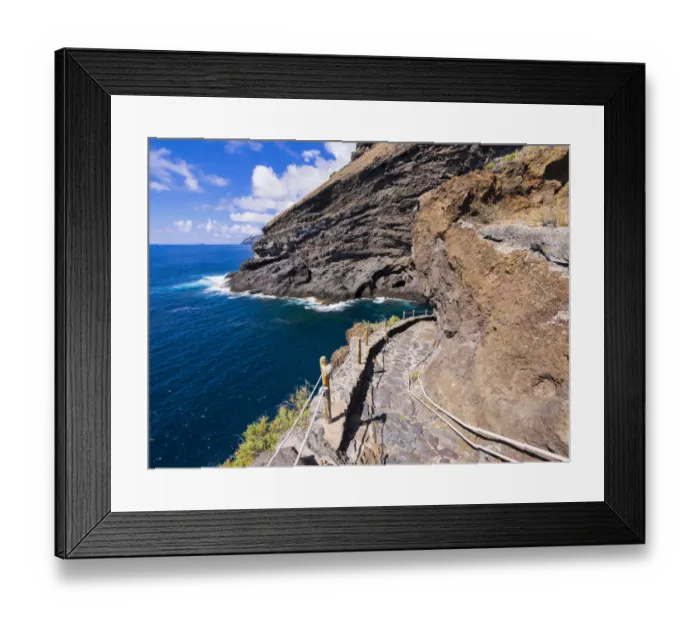 Framed Print : Rocky coastline on the Camino del Poris, route to Pirates Cove, Tijarafe, La Palma, Canary Islands, Spain Framed Print : Rocky coastline on the Camino del Poris, route to Pirates Cove, Tijarafe, La Palma, Canary Islands, Spain