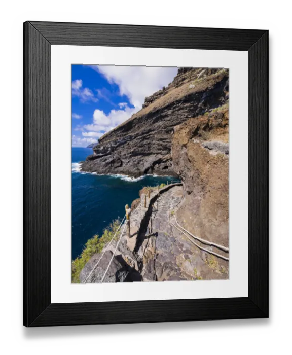 Framed Print : Rocky coastline on the Camino del Poris, route to Pirates Cove, Tijarafe, La Palma, Canary Islands, Spain Framed Print : Rocky coastline on the Camino del Poris, route to Pirates Cove, Tijarafe, La Palma, Canary Islands, Spain