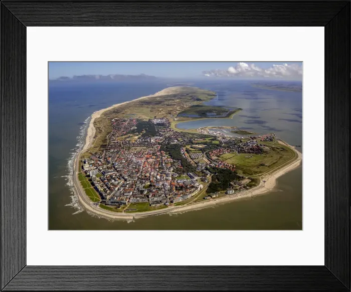 Framed Print : Aerial view, town of Norderney, western part of the island, Wadden Sea, Norderney, island in the North Sea, East Frisian Islands, Lower Saxony, Germany Framed Print : Aerial view, town of Norderney, western part of the island, Wadden Sea, Norderney, island in the North Sea, East Frisian Islands, Lower Saxony, Germany