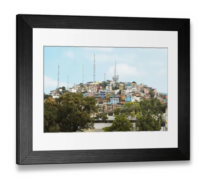 Framed Print : Colourful houses and radio masts on Cerro del Carmen, Guayaquil, Guayas Province, Ecuador Framed Print : Colourful houses and radio masts on Cerro del Carmen, Guayaquil, Guayas Province, Ecuador