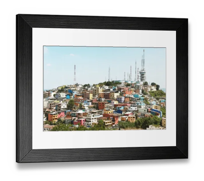 Framed Print : Colourful houses and radio masts on Cerro del Carmen, Guayaquil, Guayas Province, Ecuador Framed Print : Colourful houses and radio masts on Cerro del Carmen, Guayaquil, Guayas Province, Ecuador