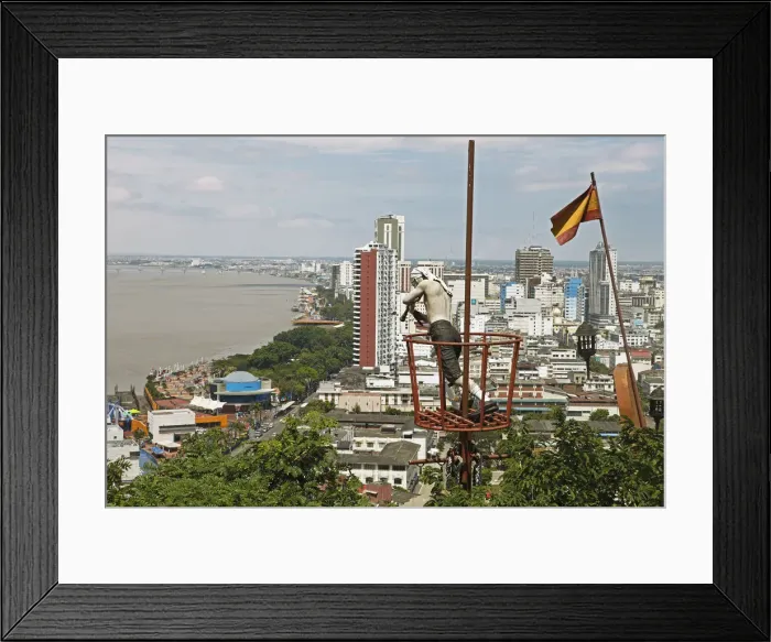 Framed Print : Pirate figure on Cerro Santa Ana looking on Malecon Simon Bolivar with a telescope, Guayaquil, Guayas Province, Ecuador Framed Print : Pirate figure on Cerro Santa Ana looking on Malecon Simon Bolivar with a telescope, Guayaquil, Guayas Province, Ecuador