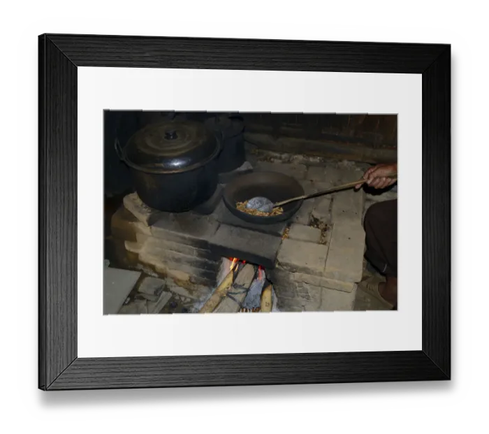 Framed Print : Coffee beans are hand-roasted over a wood fire, Bali, Indonesia Framed Print : Coffee beans are hand-roasted over a wood fire, Bali, Indonesia