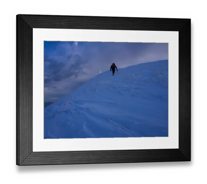 Framed Print : Hiker in snow on Monte Catria, Apennines, Marche, Italy