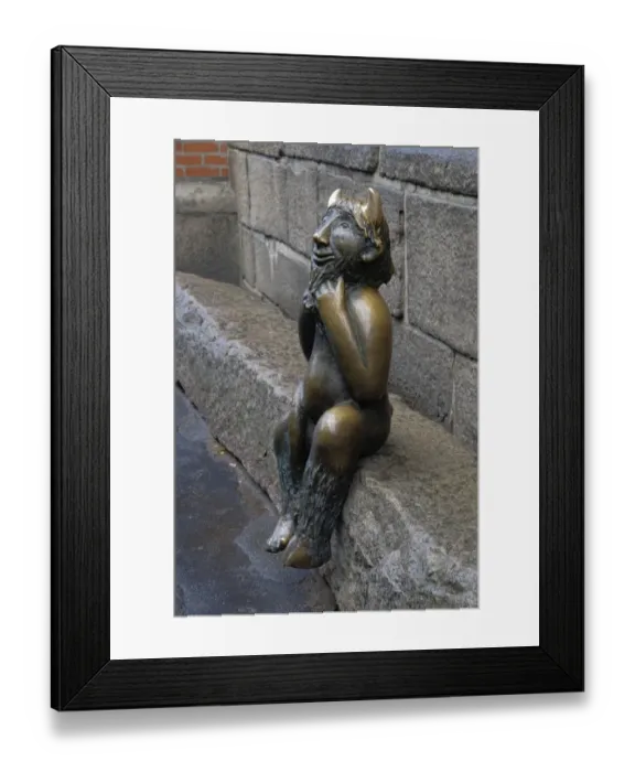 Framed Print : Devils figure sitting on the Devils Stone, St. Marys Church, Lubeck, Schleswig-Holstein, Germany Framed Print : Devils figure sitting on the Devils Stone, St. Marys Church, Lubeck, Schleswig-Holstein, Germany