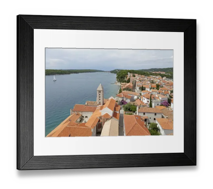 Framed Print : View from the tower of St Marys Cathedral of the historic centre, Rab Town, Rab, Primorje-Gorski Kotar County, Croatia Framed Print : View from the tower of St Marys Cathedral of the historic centre, Rab Town, Rab, Primorje-Gorski Kotar County, Croatia