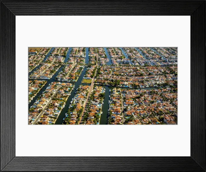 Framed Print : Aerial view, holiday homes with moorings and canals, Marina of Empuriabrava, Ampuriabrava, Catalonia, Spain Framed Print : Aerial view, holiday homes with moorings and canals, Marina of Empuriabrava, Ampuriabrava, Catalonia, Spain
