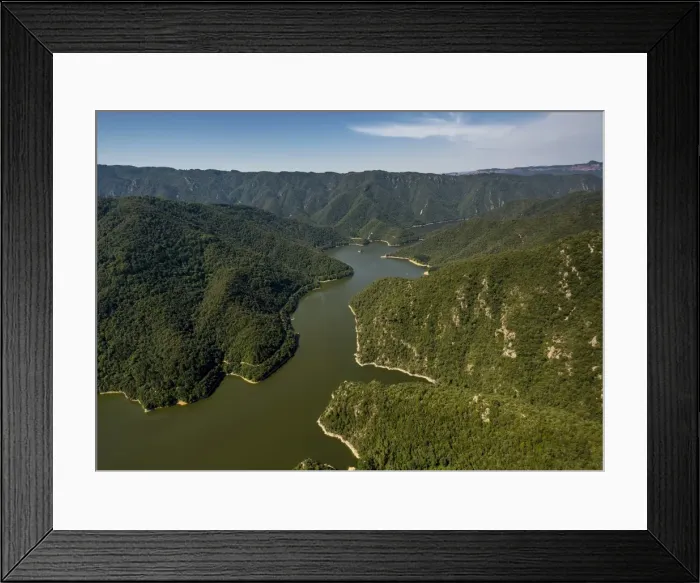 Framed Print : Aerial view, river Ter, Riu Ter, Susqueda Reservoir, Panta de Susqueda, Osor, Catalonia, Spain