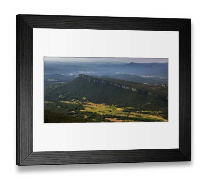 Framed Print : Aerial view, mesas El Pla de Sant Joan, Sant Marti de Llemena, Costa Brava, Catalonia, Spain Framed Print : Aerial view, mesas El Pla de Sant Joan, Sant Marti de Llemena, Costa Brava, Catalonia, Spain