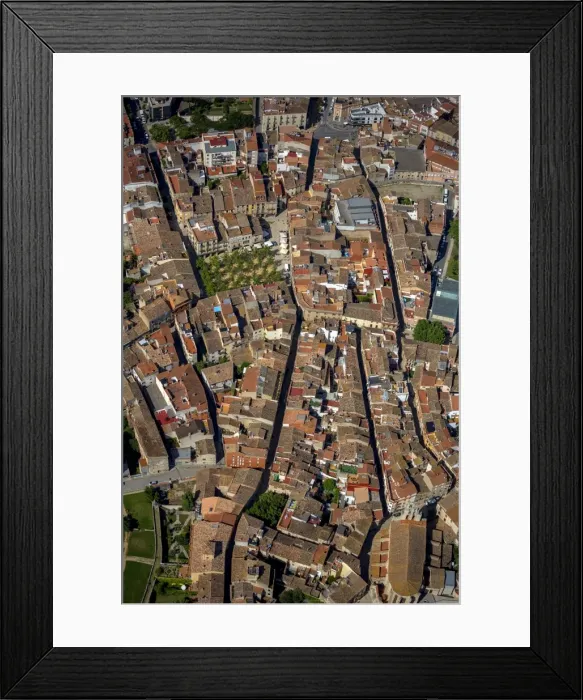 Framed Print : Aerial view, market square, Placa Major, city centre, Banyoles, Catalonia, Spain Framed Print : Aerial view, market square, Placa Major, city centre, Banyoles, Catalonia, Spain