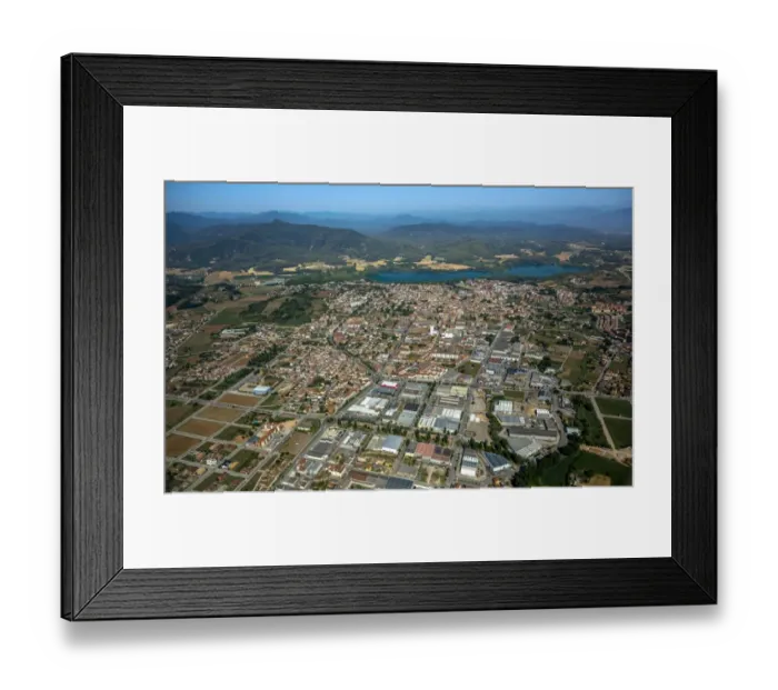 Framed Print : Aerial view, view of the city of Banyoles on the Lake of Banyoles, Costa Brava, Catalonia, Spain Framed Print : Aerial view, view of the city of Banyoles on the Lake of Banyoles, Costa Brava, Catalonia, Spain