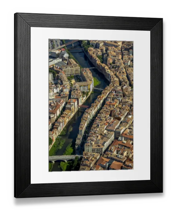 Framed Print : Aerial view, Call, Jewish quarter on the river Onyar, Girona, Catalonia, Spain Framed Print : Aerial view, Call, Jewish quarter on the river Onyar, Girona, Catalonia, Spain