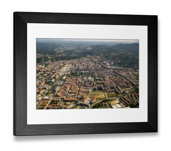 Framed Print : Aerial view, overview of the old town, Girona, Catalonia, Spain Framed Print : Aerial view, overview of the old town, Girona, Catalonia, Spain