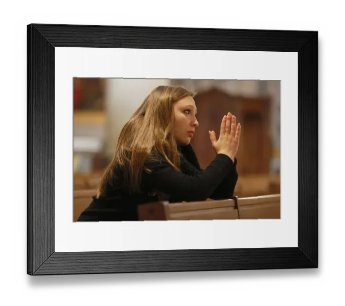 Framed Print : Girl, teenager, praying in a church, Menton, Alpes-Maritimes, Provence-Alpes-Cote dAzur, France Framed Print : Girl, teenager, praying in a church, Menton, Alpes-Maritimes, Provence-Alpes-Cote dAzur, France