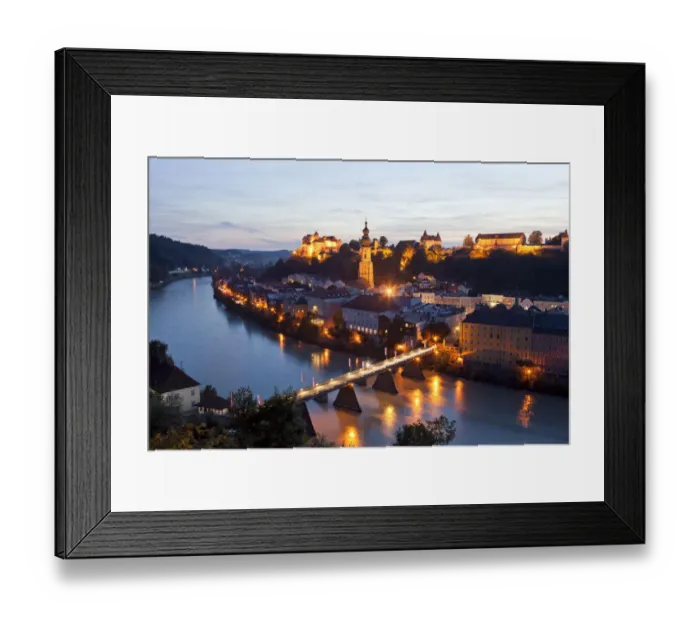 Framed Print : Townscape with Salzach river, at night, Burghausen, Upper Bavaria, Bavaria, Germany Framed Print : Townscape with Salzach river, at night, Burghausen, Upper Bavaria, Bavaria, Germany