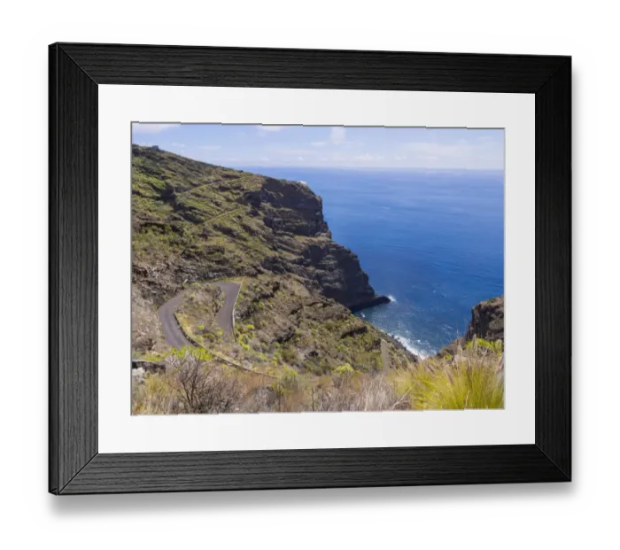 Framed Print : Steep canyons at the Camino del Prois, road to pirate bay, Tijarafe, La Palma, Canary Islands, Spain