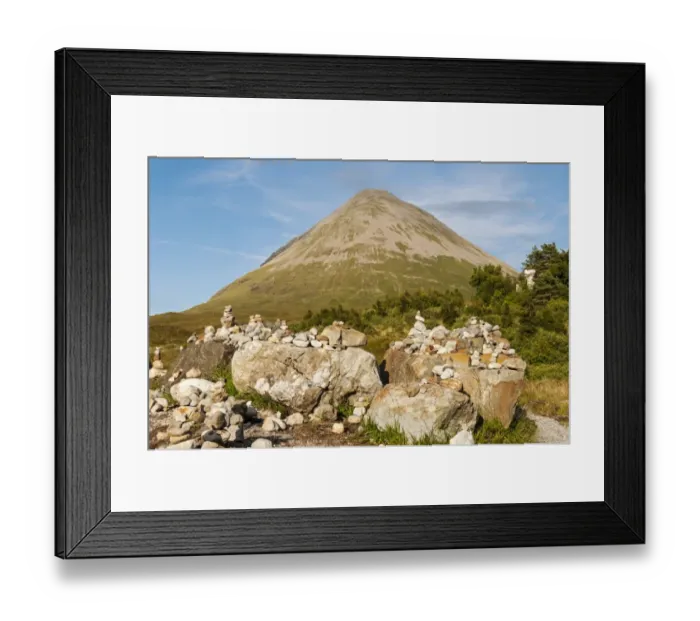 Framed Print : Cairn markers and Glamaig Hill, Sligachan, Isle of Skye, Scotland, United Kingdom Framed Print : Cairn markers and Glamaig Hill, Sligachan, Isle of Skye, Scotland, United Kingdom