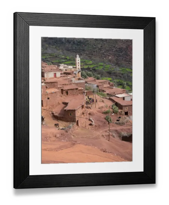 Framed Print : Mud-brick village of Anammer, Ourika Valley, Atlas Mountains, Marrakech-Tensift-Al Haouz, Morocco Framed Print : Mud-brick village of Anammer, Ourika Valley, Atlas Mountains, Marrakech-Tensift-Al Haouz, Morocco