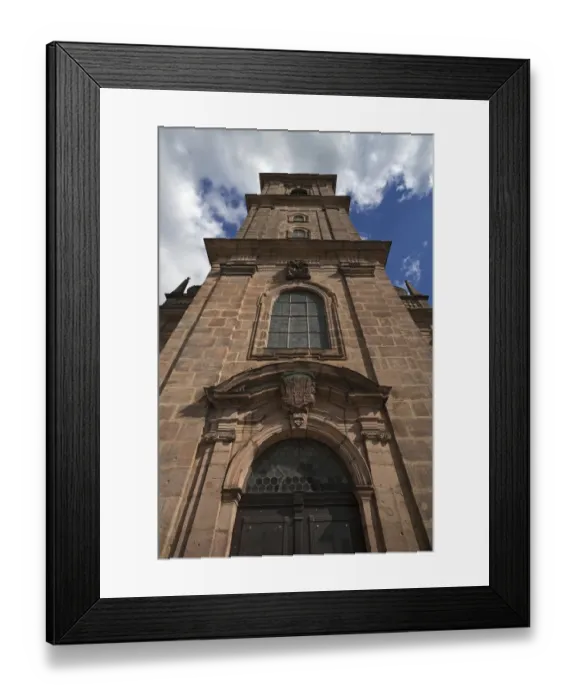 Framed Print : Tower of the Altstadter Dreifaltigkeitskirche church, consecrated in 1721, Erlangen, Middle Franconia, Bavaria, Germany Framed Print : Tower of the Altstadter Dreifaltigkeitskirche church, consecrated in 1721, Erlangen, Middle Franconia, Bavaria, Germany