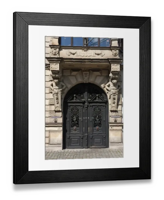 Framed Print : Entrance porch with bay window and atlases, renaissance, 1886-87, Altstadter Kirchenplatz, Erlangen, Middle Franconia, Bavaria, Germany Framed Print : Entrance porch with bay window and atlases, renaissance, 1886-87, Altstadter Kirchenplatz, Erlangen, Middle Franconia, Bavaria, Germany