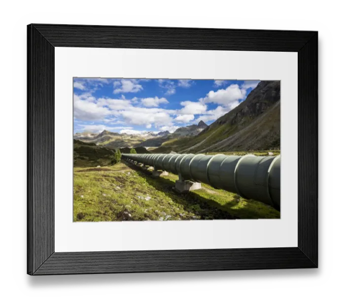 Framed Print : Water pipeline, Silvretta-Stausee reservoir, Bielerhohe Pass, Vorarlberg Montafon, Austria Framed Print : Water pipeline, Silvretta-Stausee reservoir, Bielerhohe Pass, Vorarlberg Montafon, Austria