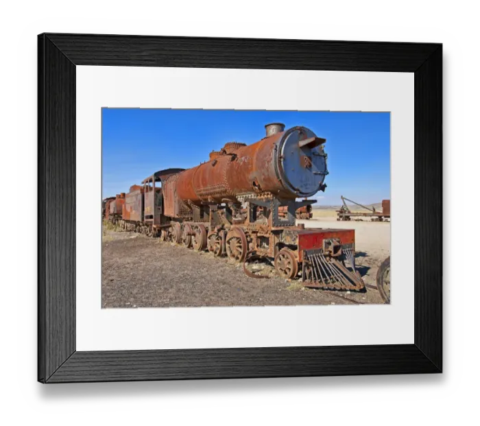 Framed Print : Old train in the train cemetery Cementerio de los Trenes, Uyuni, Bolivia