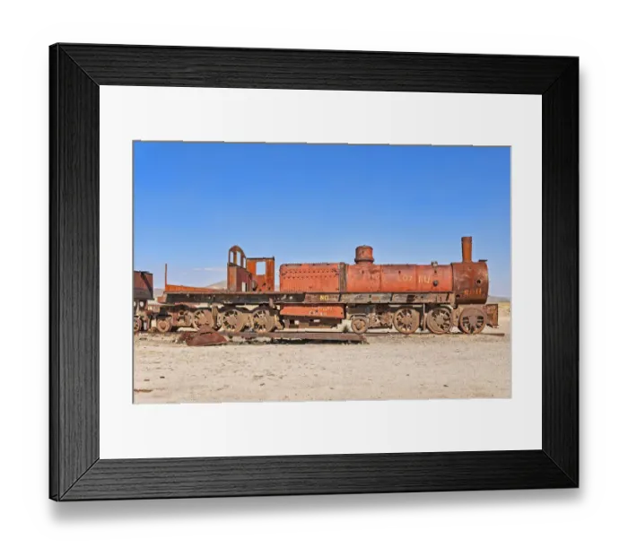 Framed Print : Old train in the train cemetery Cementerio de los Trenes, Uyuni, Bolivia