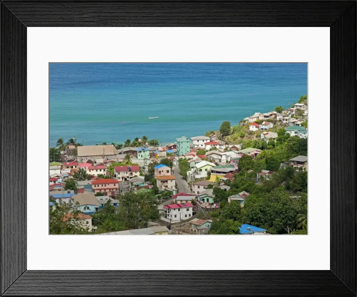 Framed Print : Fishing village on the coast, Canaries, Saint Lucia Framed Print : Fishing village on the coast, Canaries, Saint Lucia