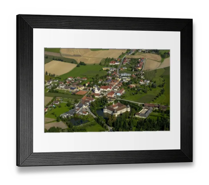 Framed Print : Aerial view, Schloss Aistersheim, moated castle from the late Renaissance, Aistersheim, Upper Austria, Austria Framed Print : Aerial view, Schloss Aistersheim, moated castle from the late Renaissance, Aistersheim, Upper Austria, Austria