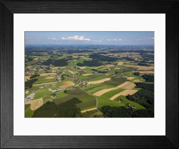 Framed Print : Aerial view, fields and meadows, alpine upland, Andorf, Upper Austria, Austria