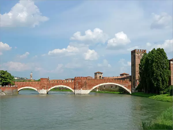 Adige at Castelvecchio, Castelvecchio, Verona province, Veneto, Italy