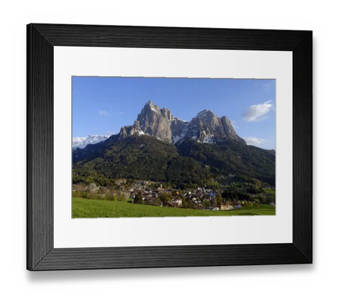 Framed Print : Town of Seis am Schlern with Mt Schlern, Eisack Valley, South Tyrol, Italy Framed Print : Town of Seis am Schlern with Mt Schlern, Eisack Valley, South Tyrol, Italy