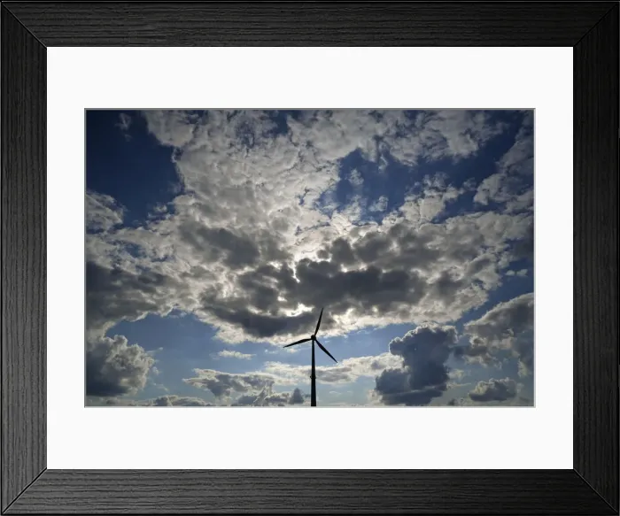 Framed Print : tratocumulus and a wind turbine as a silhouette, Karsberg, Upper Franconia, Bavaria, Germany Framed Print : tratocumulus and a wind turbine as a silhouette, Karsberg, Upper Franconia, Bavaria, Germany