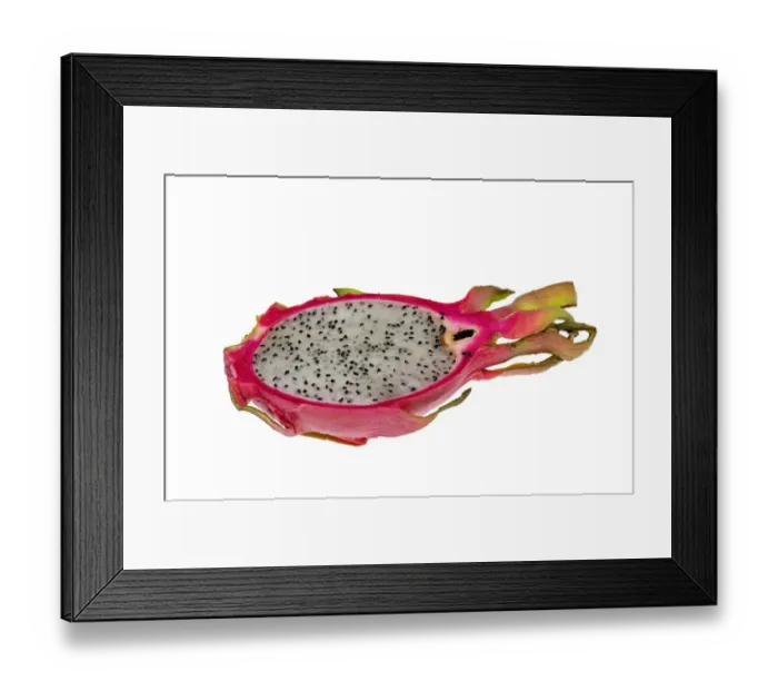 Framed Print : Pitahaya or Dragon Fruit -Hylocereus undatus-, halved Framed Print : Pitahaya or Dragon Fruit -Hylocereus undatus-, halved