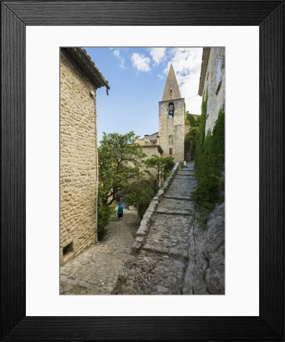 Framed Print : Medieval alley and spire, Crestet, Vaucluse, Provence-Alpes-Cote dAzur, France Framed Print : Medieval alley and spire, Crestet, Vaucluse, Provence-Alpes-Cote dAzur, France