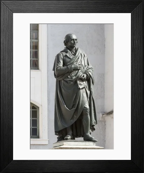 Framed Print : Monument to Herder, 1850, Herderplatz square in front of Herderkirche Church, bronze by sculptor Ludwig Schaller, Weimar, Thuringia, Germany Framed Print : Monument to Herder, 1850, Herderplatz square in front of Herderkirche Church, bronze by sculptor Ludwig Schaller, Weimar, Thuringia, Germany