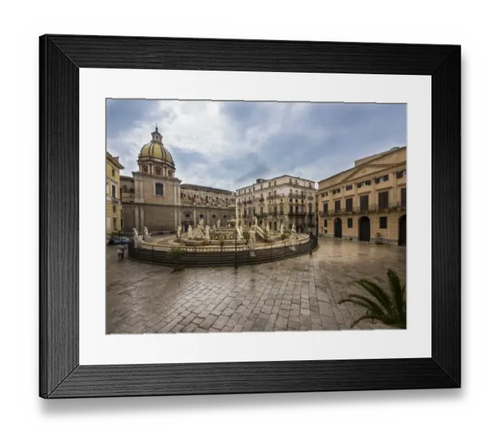 Framed Print : Fontana della Vergogna fountain in Piazza Pretoria by the Florentine Mannerist sculptor Francesco Camilliani, 1554, 1555, church of San Giuseppe dei Teatini at the back, Palermo, Sicily, Italy Framed Print : Fontana della Vergogna fountain in Piazza Pretoria by the Florentine Mannerist sculptor Francesco Camilliani, 1554, 1555, church of San Giuseppe dei Teatini at the back, Palermo, Sicily, Italy