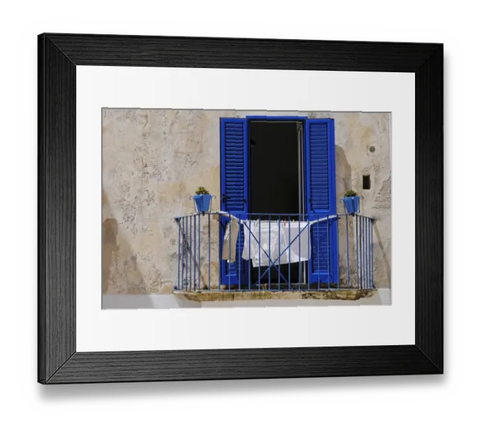 Framed Print : Laundry drying on a balcony, Otranto, Province of Lecce, Apulia, Italy Framed Print : Laundry drying on a balcony, Otranto, Province of Lecce, Apulia, Italy