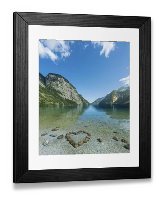 Framed Print : Heart of stones in water, view over Lake Konigssee, Berchtesgaden National Park, Berchtesgadener Land district, Upper Bavaria, Bavaria, Germany Framed Print : Heart of stones in water, view over Lake Konigssee, Berchtesgaden National Park, Berchtesgadener Land district, Upper Bavaria, Bavaria, Germany