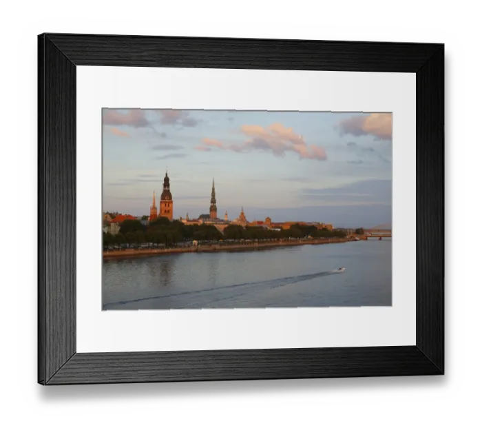 Framed Print : Historic centre with the banks of the Daugava River, Riga Cathedral, St. Peters Church, from the Vansu Bridge or Vansu tilts over Daugava, Riga, Latvia Framed Print : Historic centre with the banks of the Daugava River, Riga Cathedral, St. Peters Church, from the Vansu Bridge or Vansu tilts over Daugava, Riga, Latvia