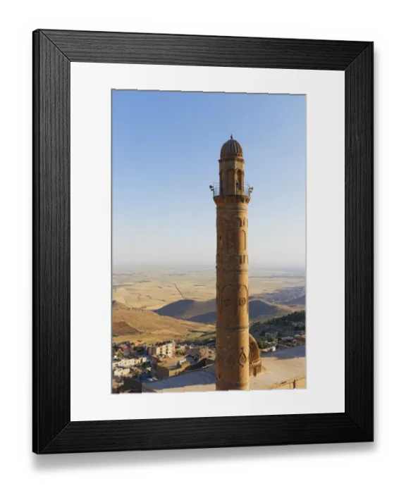 Framed Print : Minaret of the Great Mosque Ulu Camii, Mardin, behind the Mesopotamian Plain, South Eastern Anatolia Region, Anatolia, Turkey Framed Print : Minaret of the Great Mosque Ulu Camii, Mardin, behind the Mesopotamian Plain, South Eastern Anatolia Region, Anatolia, Turkey