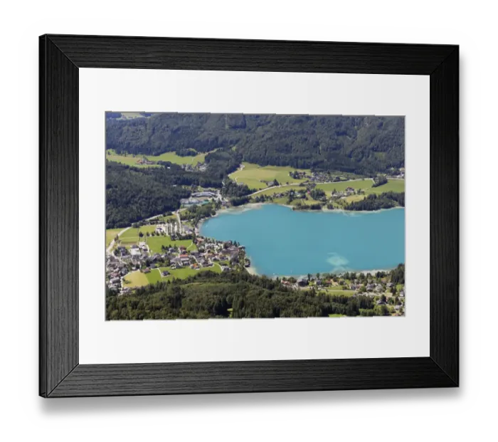Framed Print : Lake Fuschl and Fuschl am See, view from the Frauenkopf, Salzkammergut, Salzburg state, Salzburg State, Austria