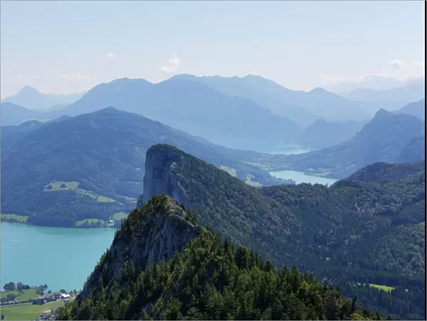 Drachenwand and Lake Mondsee, view from the Schober, Salzkammergut, Upper Austria, Salzburg State, Austria