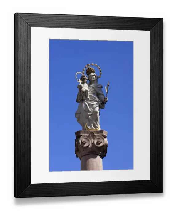 Framed Print : Marian column against a blue sky, Murnau, Upper Bavaria, Bavaria, Germany Framed Print : Marian column against a blue sky, Murnau, Upper Bavaria, Bavaria, Germany